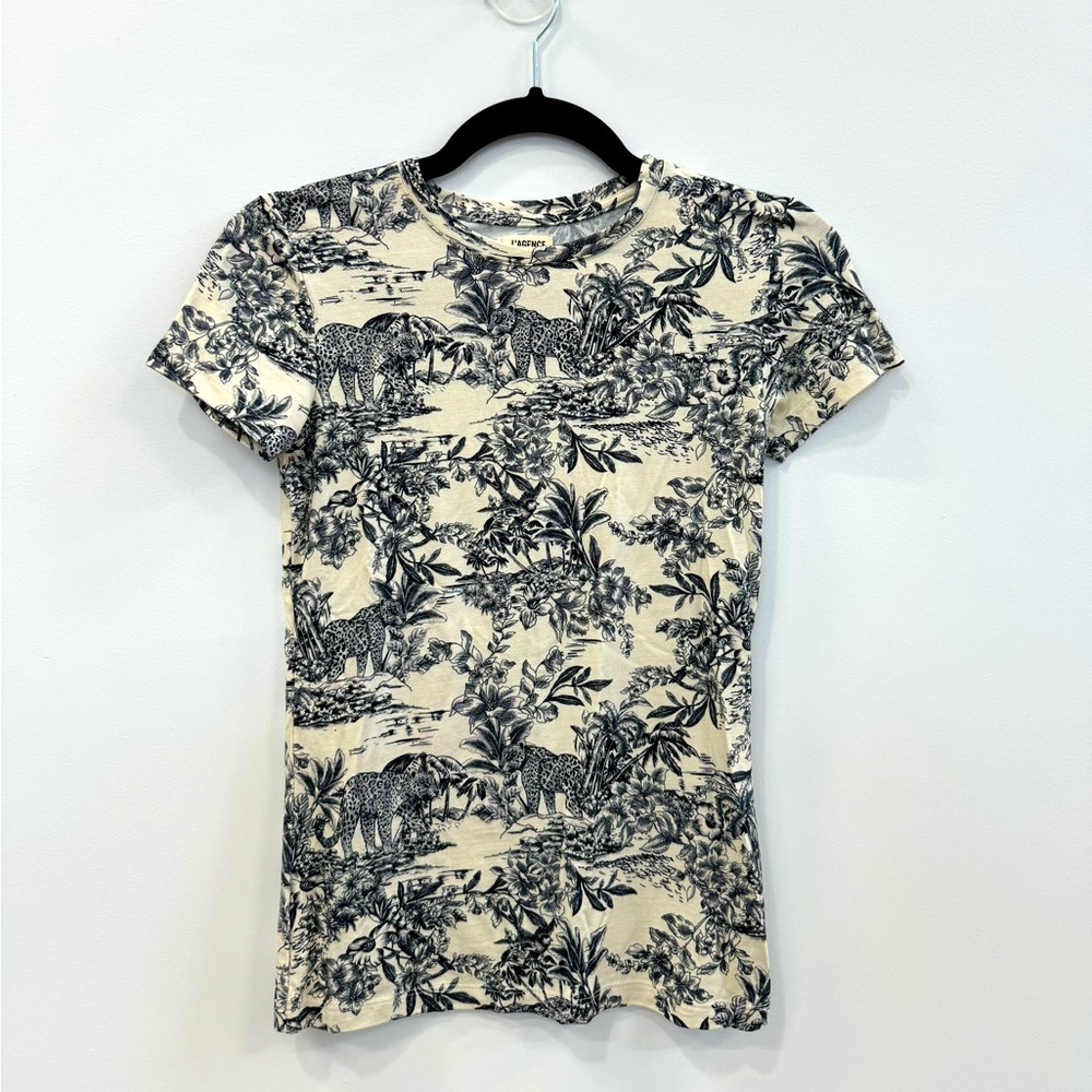 L’AGENCE Printed Crew Neck T-Shirt XS
